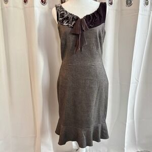 Sunny Choi Sheath Dress 6 Wool Blend Velvet Trim Quiet Luxury Professional 20227